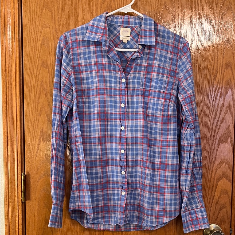 J. Crew Blue and Red Button Down
